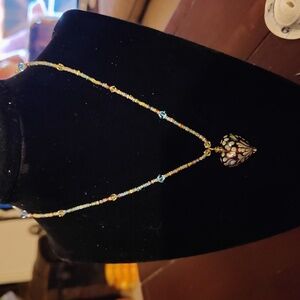 Unique Art Glass Heart Pendant Necklace